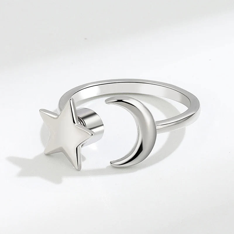Satinless Steel Spinner Rings Sunflower Sun Star Ring Trendy