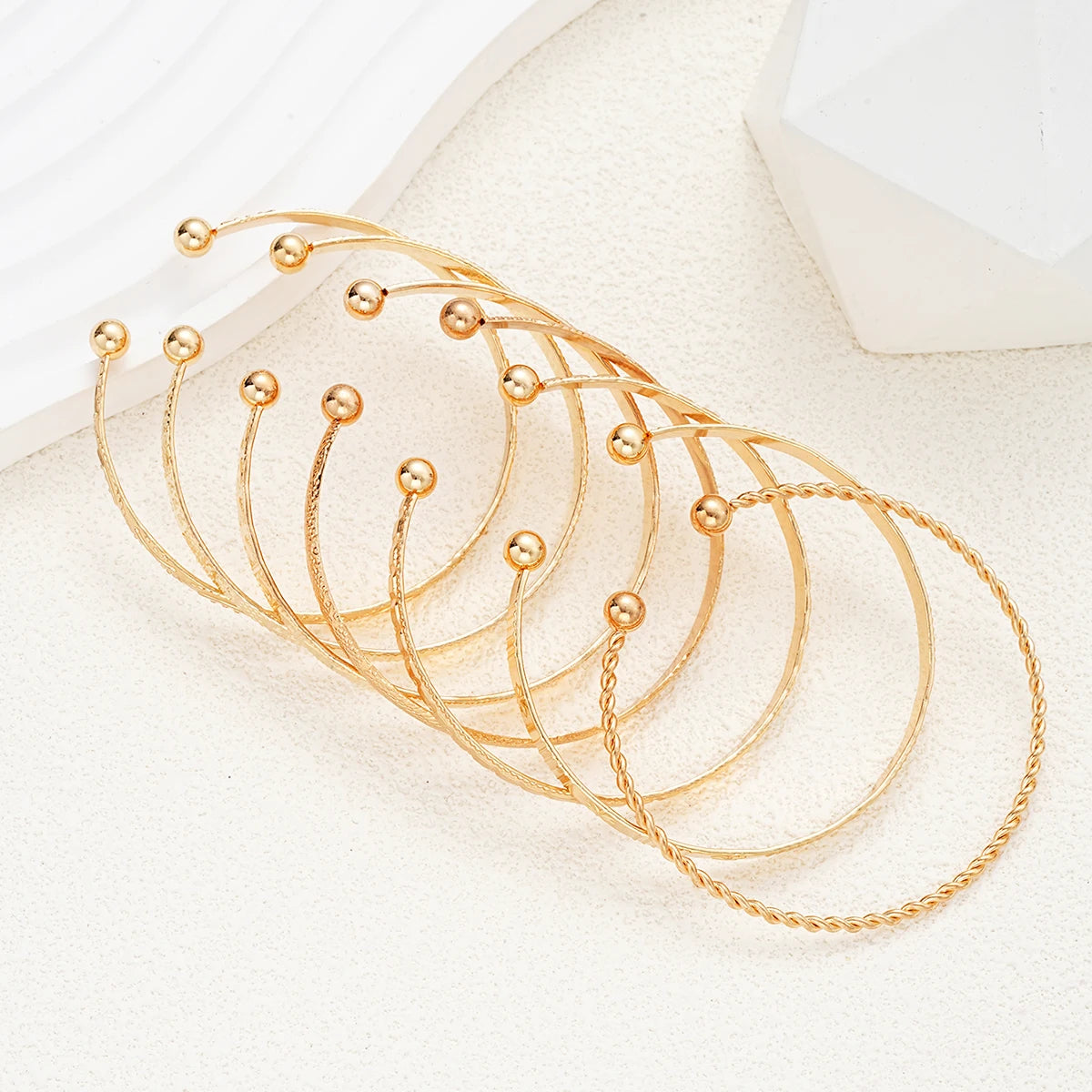 Punk Gold Color Bracelets for Women Streetwear 7 Pcs/Set