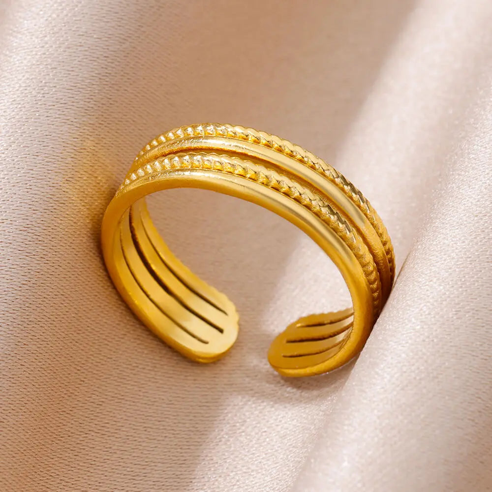 Luxury Rings for Women Gold Color Stainless Steel