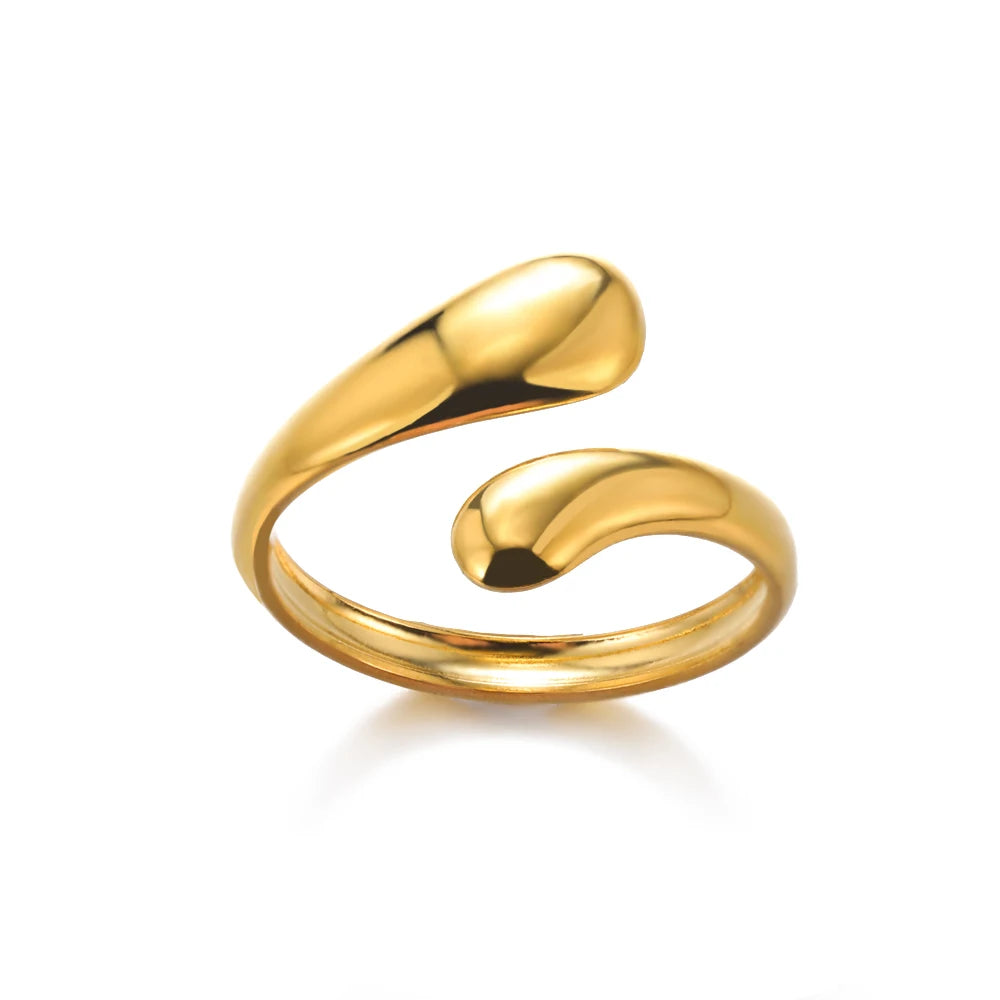Luxury Rings for Women Gold Color Stainless Steel