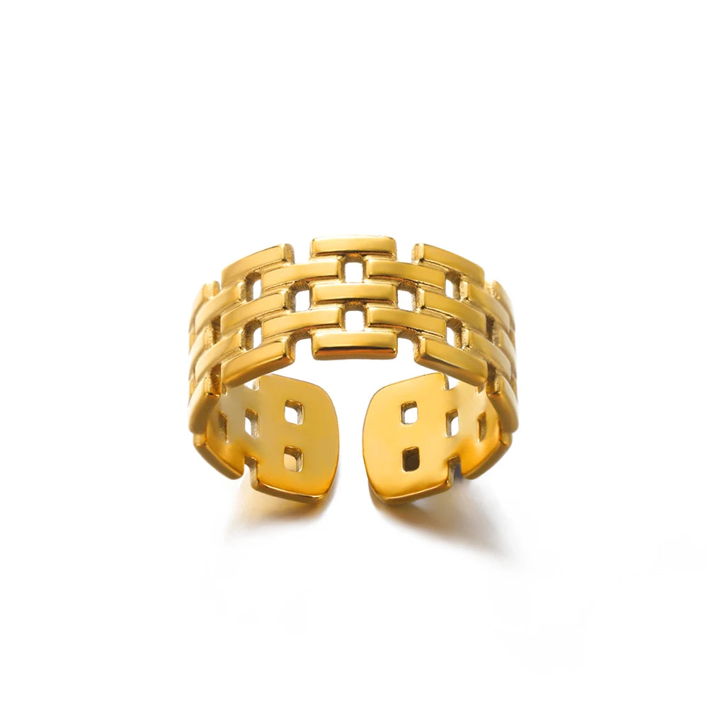 Luxury Rings for Women Gold Color Stainless Steel
