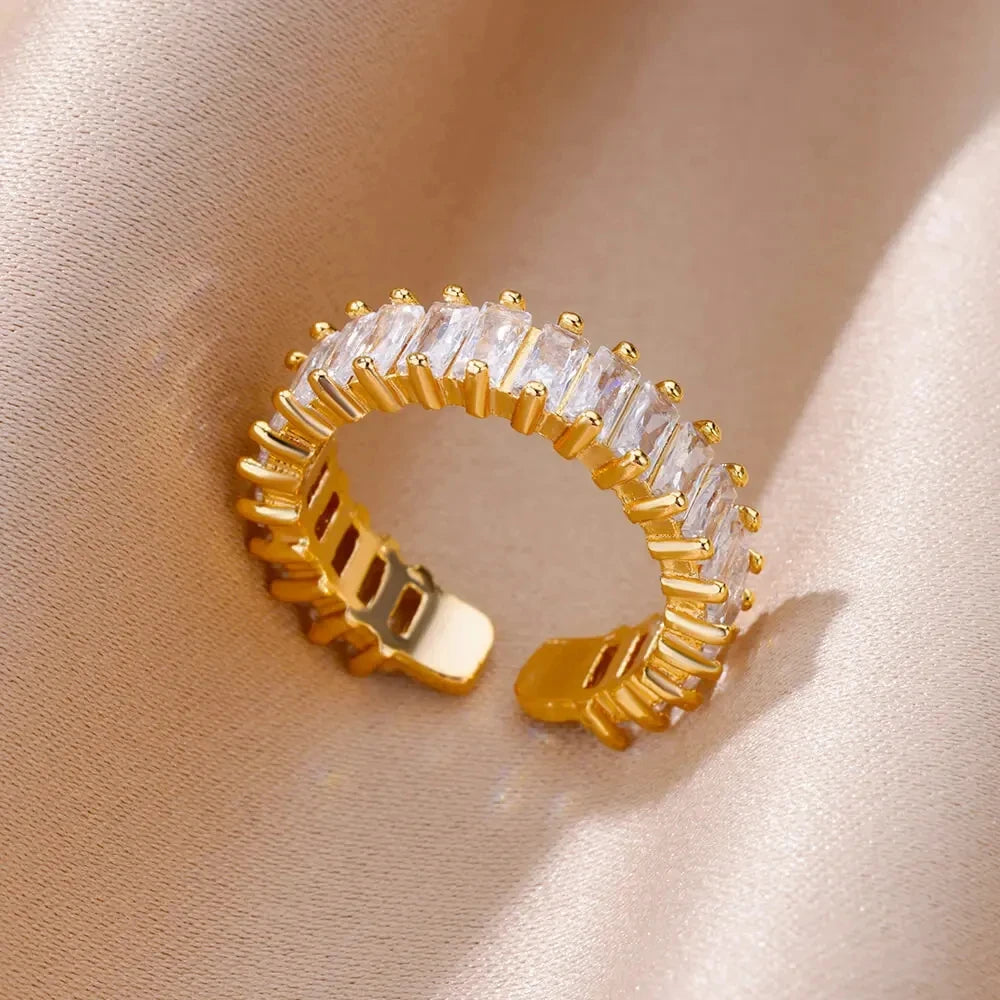 Luxury Rings for Women Gold Color Stainless Steel