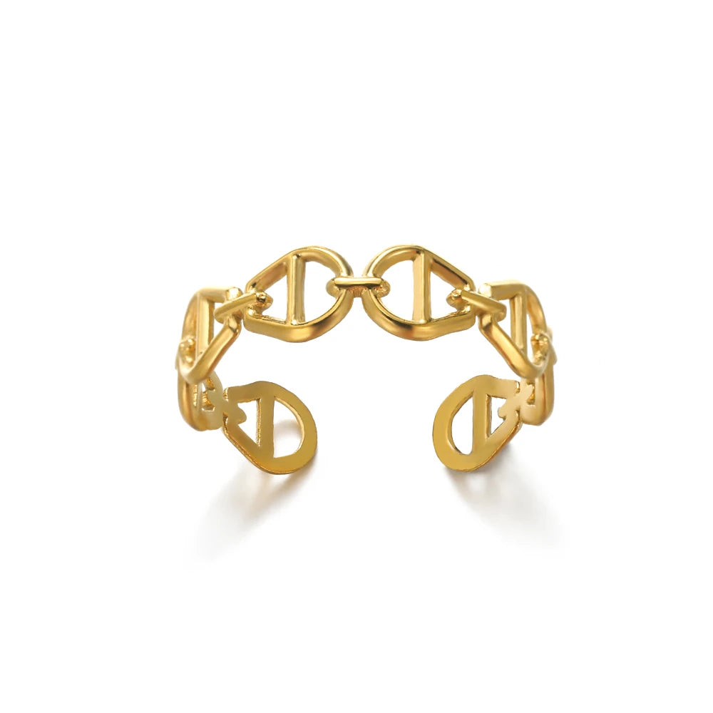 Luxury Rings for Women Gold Color Stainless Steel