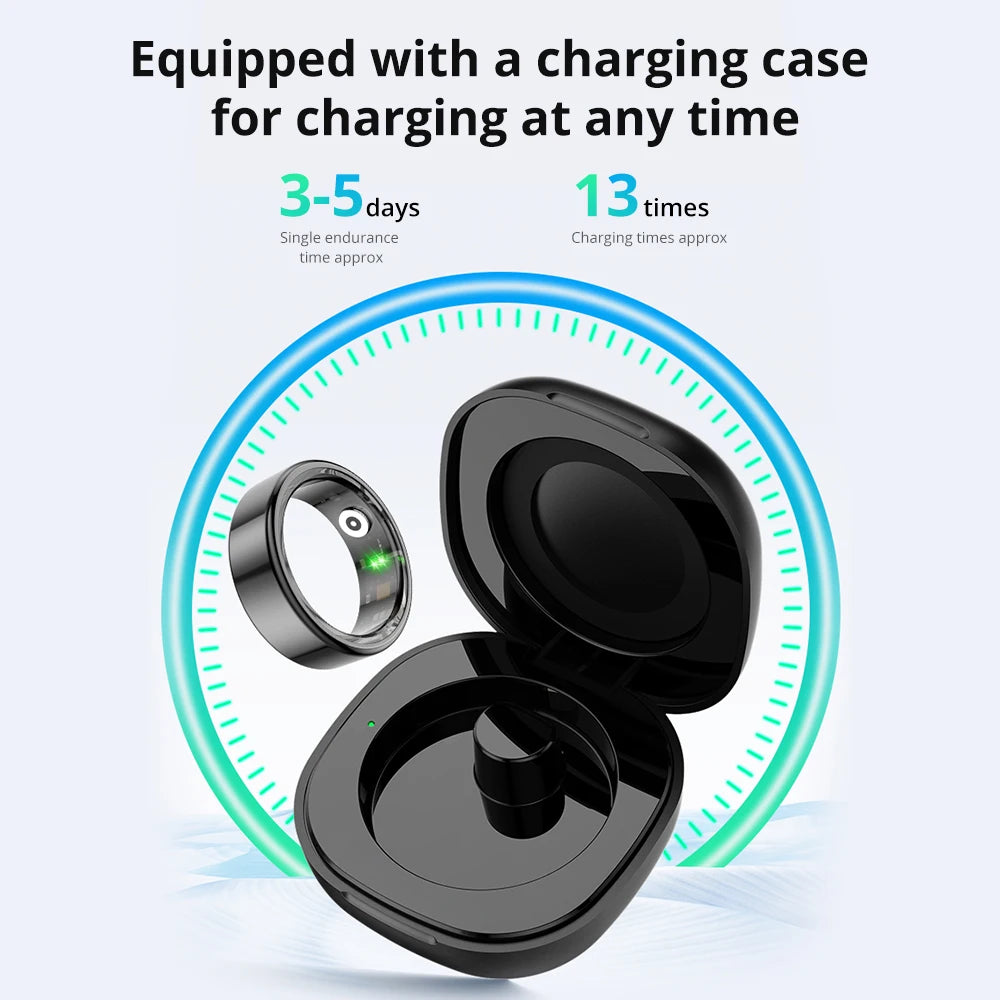 Smart Ring with Charging Case for Men Women