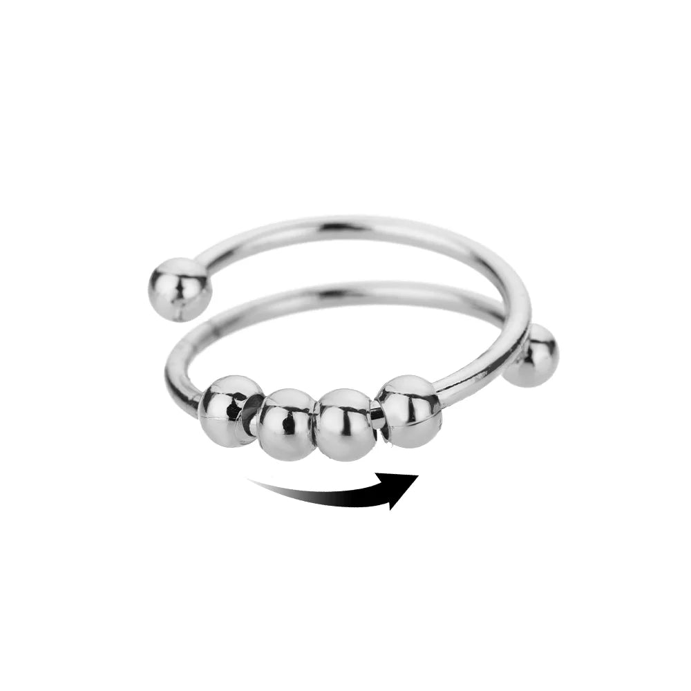 Satinless Steel Spinner Rings Sunflower Sun Star Ring Trendy
