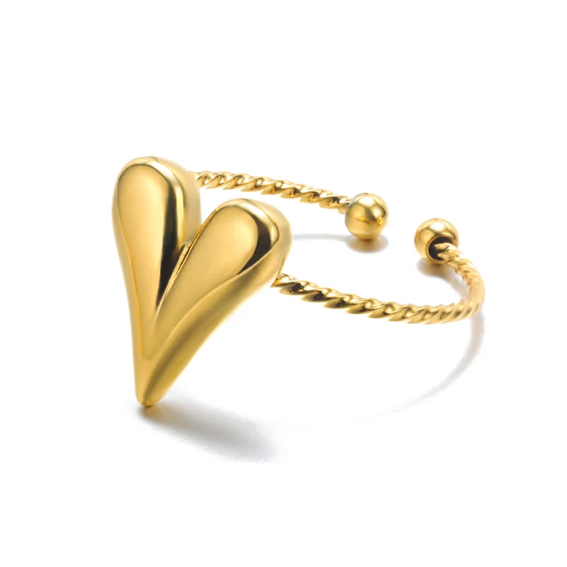 Luxury Rings for Women Gold Color Stainless Steel