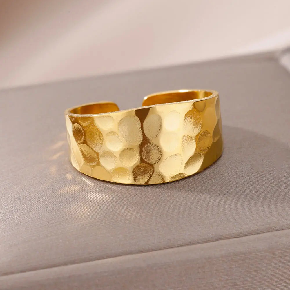 Luxury Rings for Women Gold Color Stainless Steel