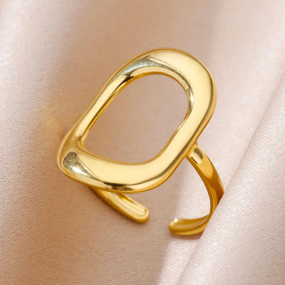 Luxury Rings for Women Gold Color Stainless Steel