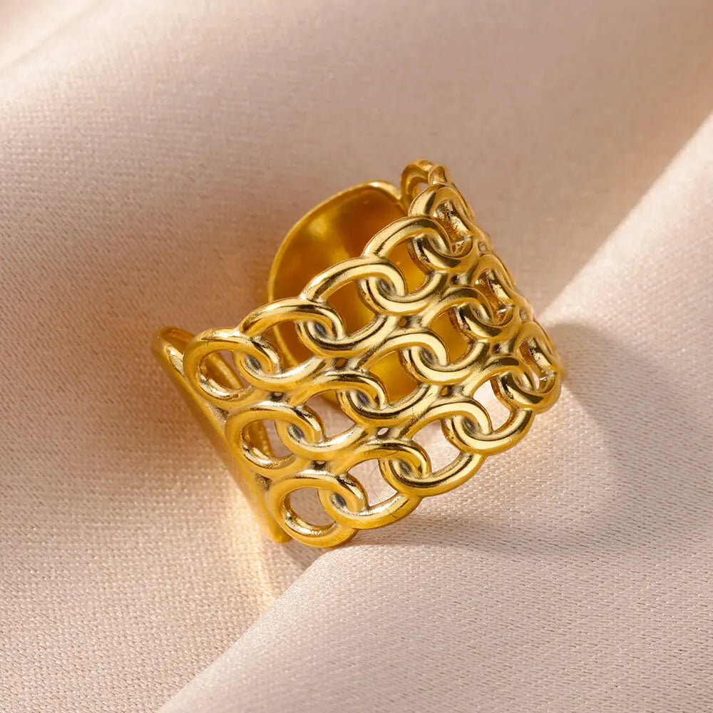 Luxury Rings for Women Gold Color Stainless Steel