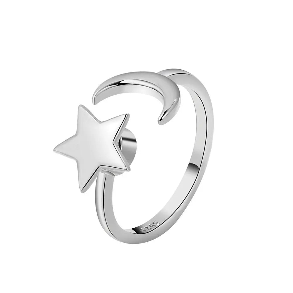 Satinless Steel Spinner Rings Sunflower Sun Star Ring Trendy