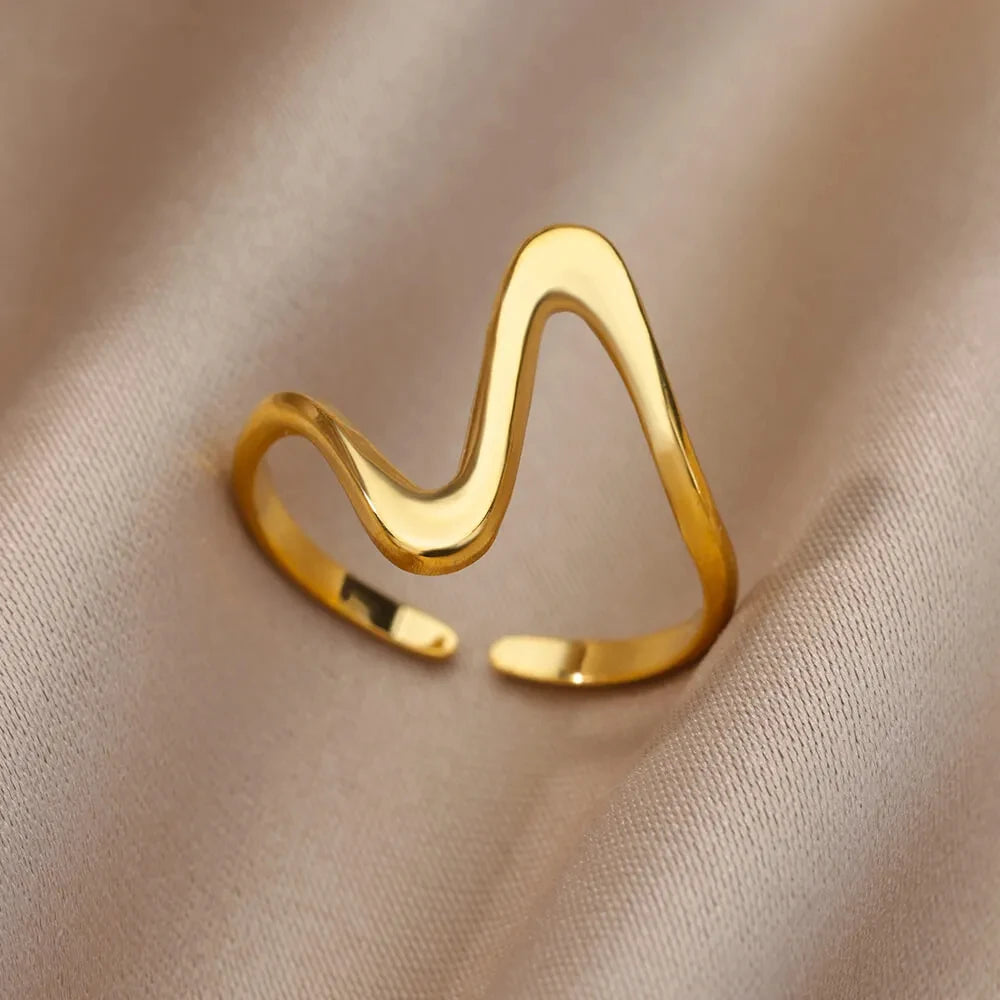 Luxury Rings for Women Gold Color Stainless Steel