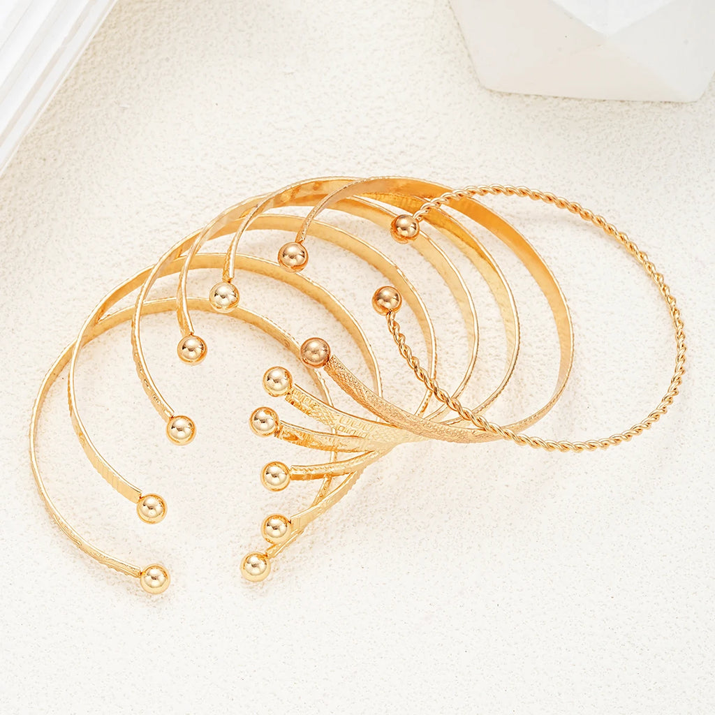 Punk Gold Color Bracelets for Women Streetwear 7 Pcs/Set
