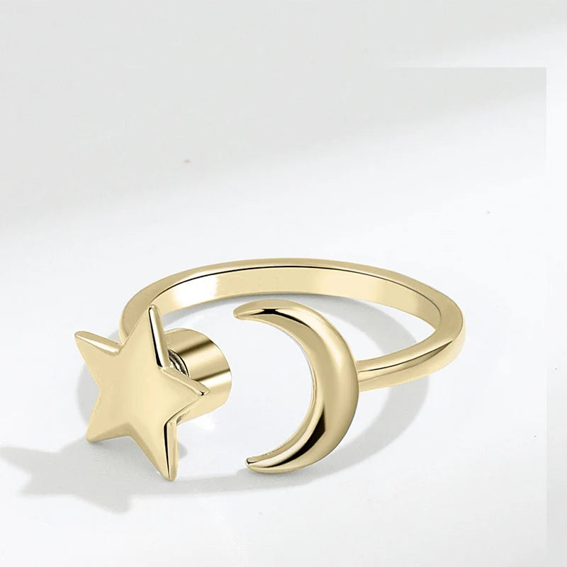 Satinless Steel Spinner Rings Sunflower Sun Star Ring Trendy