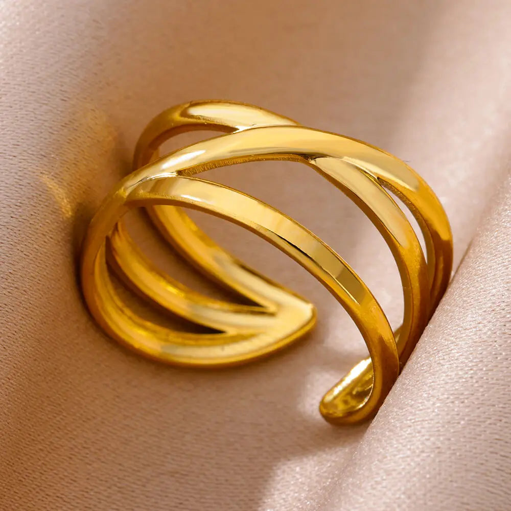 Luxury Rings for Women Gold Color Stainless Steel
