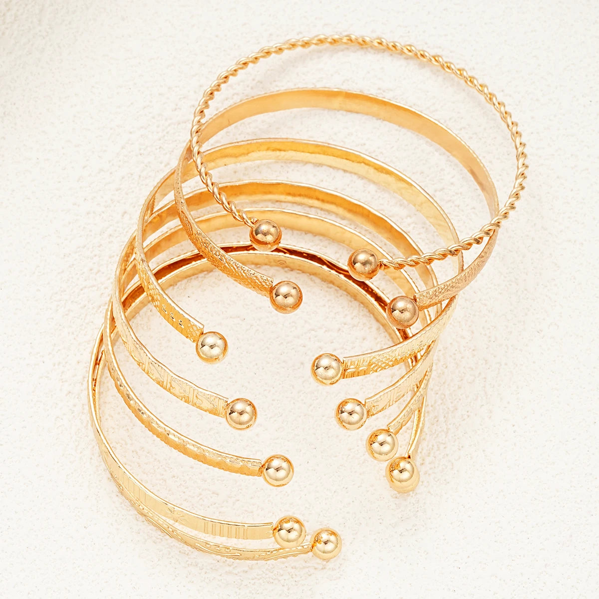 Punk Gold Color Bracelets for Women Streetwear 7 Pcs/Set